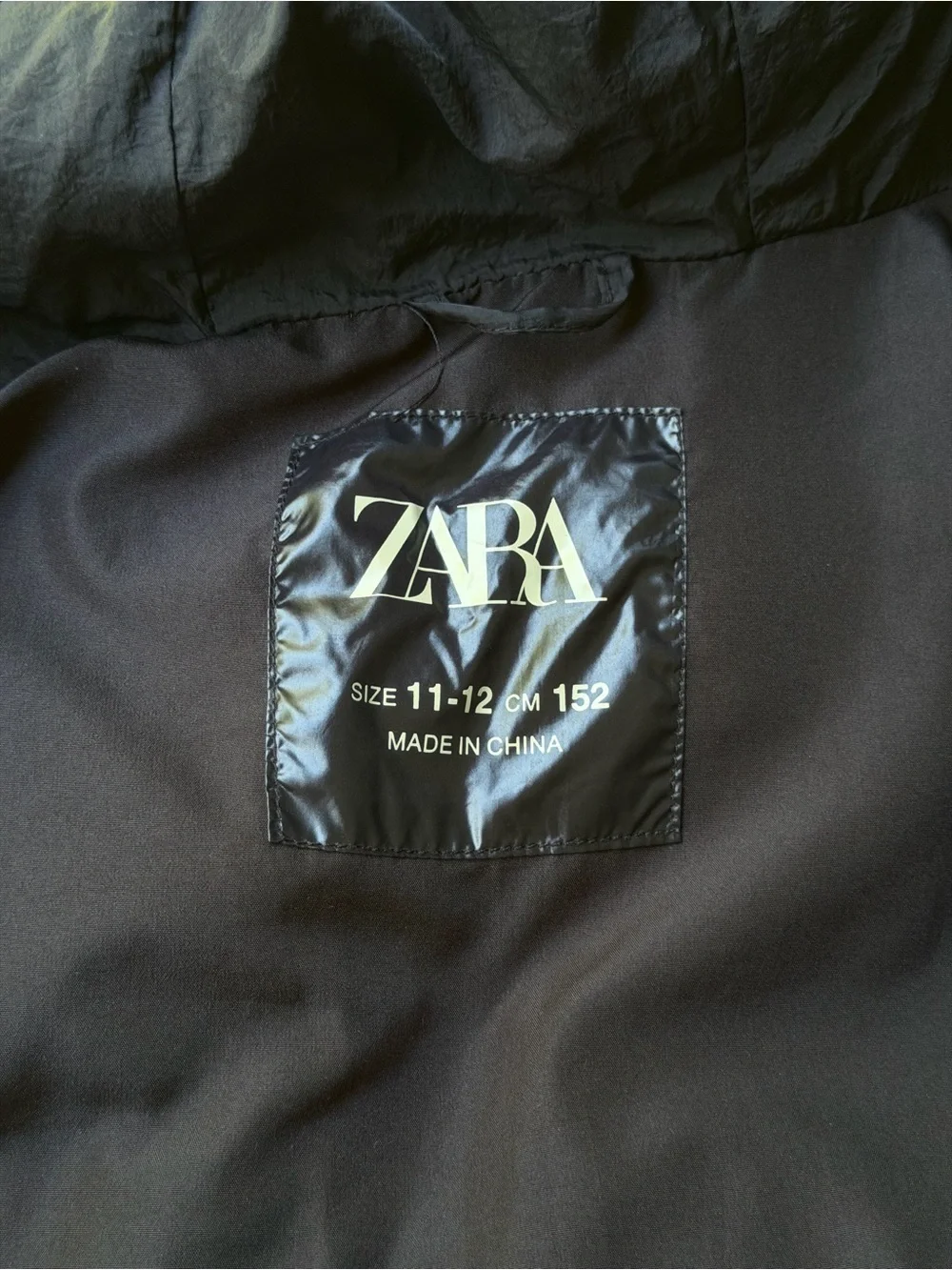 ZARA Black Duck Down Puffer Coat Jacket Hooded Size 11-12 Yrs